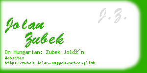 jolan zubek business card